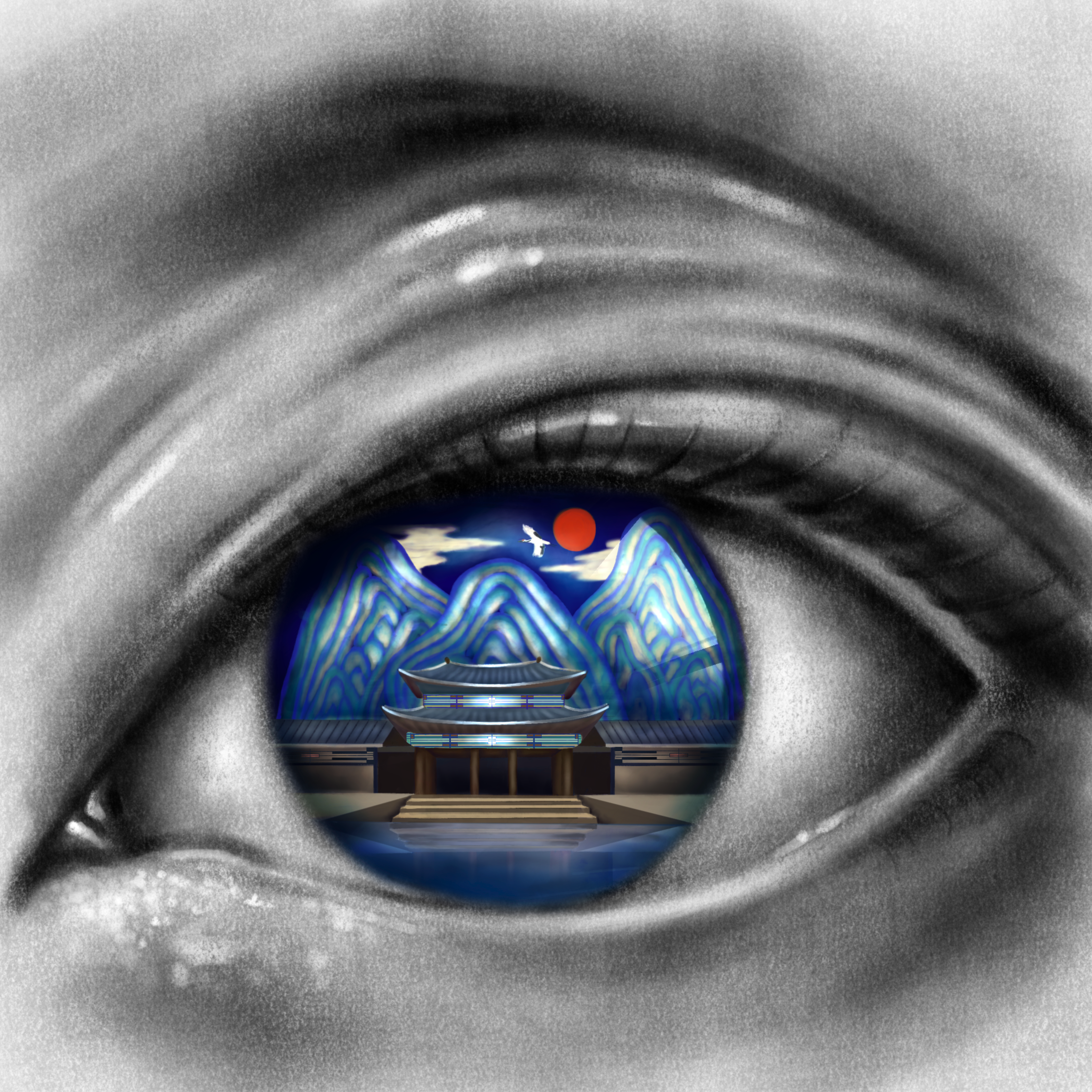Introspective eye digital art